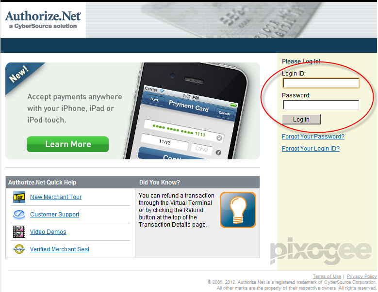 Image of Authorize.net Login
