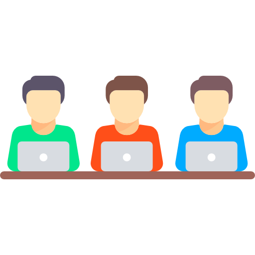 Graphic of people in front of laptops